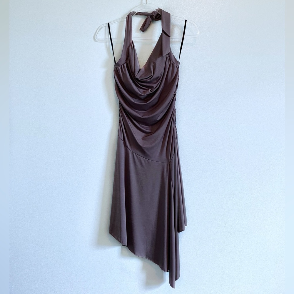 Charlotte Russe | Gray Charocal Halter Asymmetrical Dress Size Medium NWOT